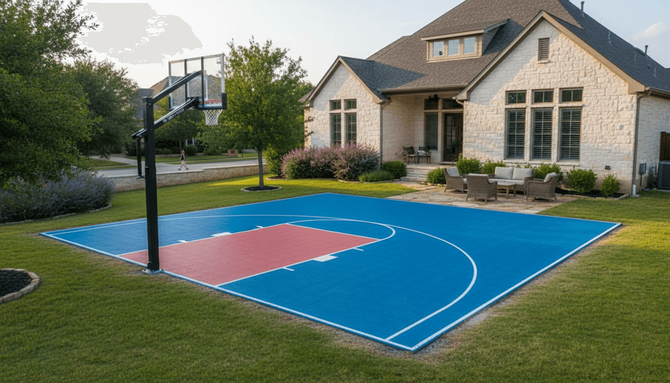 A completed sports court builder job at a house